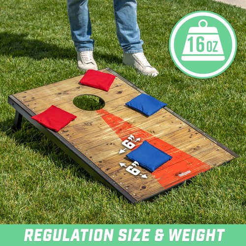 GoSports Official Regulation Cornhole Bean Bags Set (8 All Weather Bags) - Red and Blue