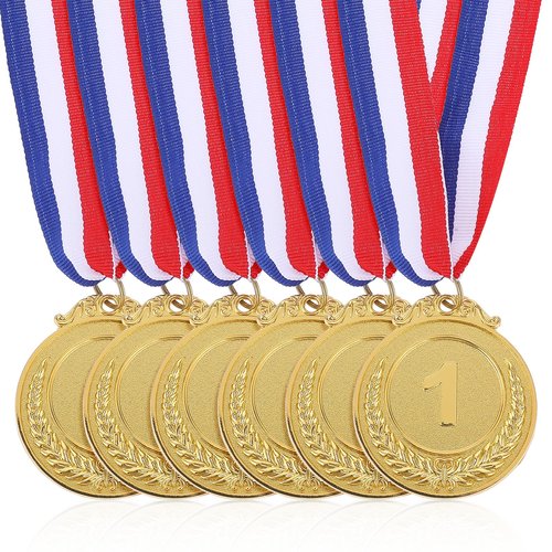 6 Pieces Olympic Medals for Adults Gold Medals for Awards Adults, First Place Metal Award Medal Metal Winner Participation Medal for Basketball, Sports, Track, Tournaments, Prizes, Competitions