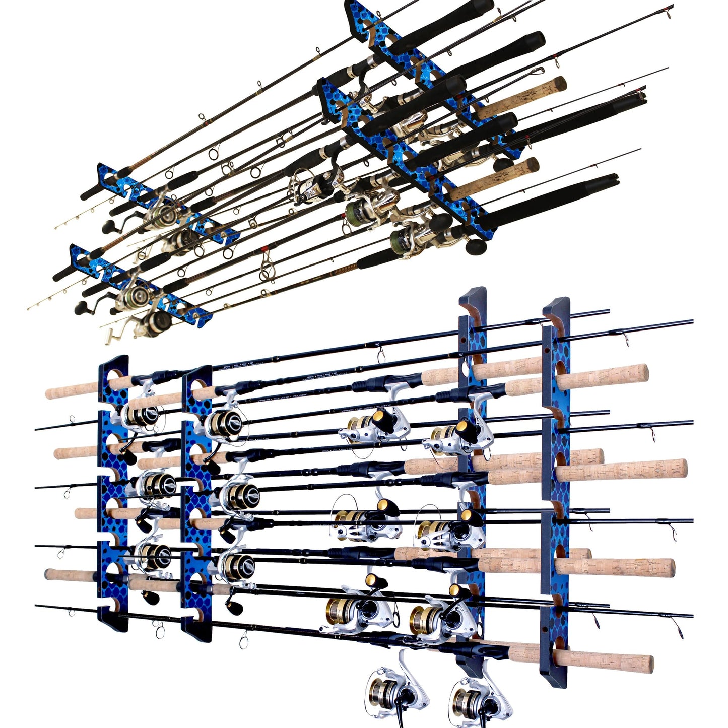 Rush Creek Creations Ceiling Fishing Rod Holder for 8 Rods, Fishing Pole Holder for Garage Organization and Wall Storage, for Fishing Reels, Fishing Gear, and Fishing Accessories Horizontal Rack
