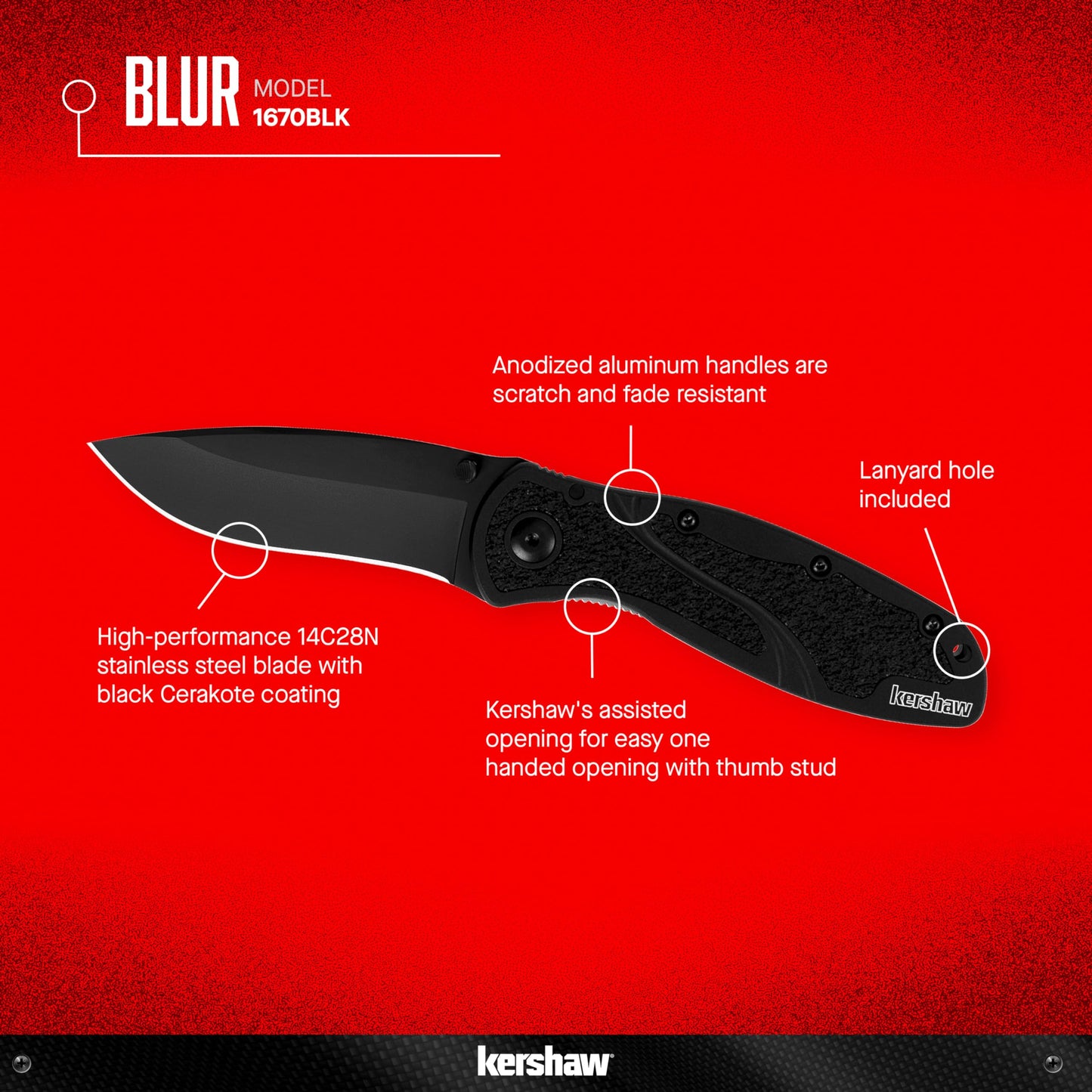 Kershaw Blur Olive and Black Pocket Knife, 3.4” Stainless Steel Blade with Assisted Opening, Olive Aluminum Handle with Deep-Carry Pocketclip, Small Folding Knife