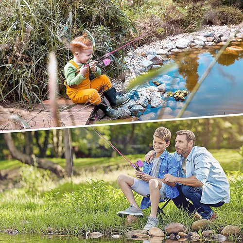 Milerong Kids Fishing Rod, Kids Toys Fishing Pole Portable Telescopic Fishing Rod and Reel Combo Kit for Boys, Girls, Youth - with Spincast Fishing Reel, Fishing Tackles, Lures, Fishing Lines [Pink]