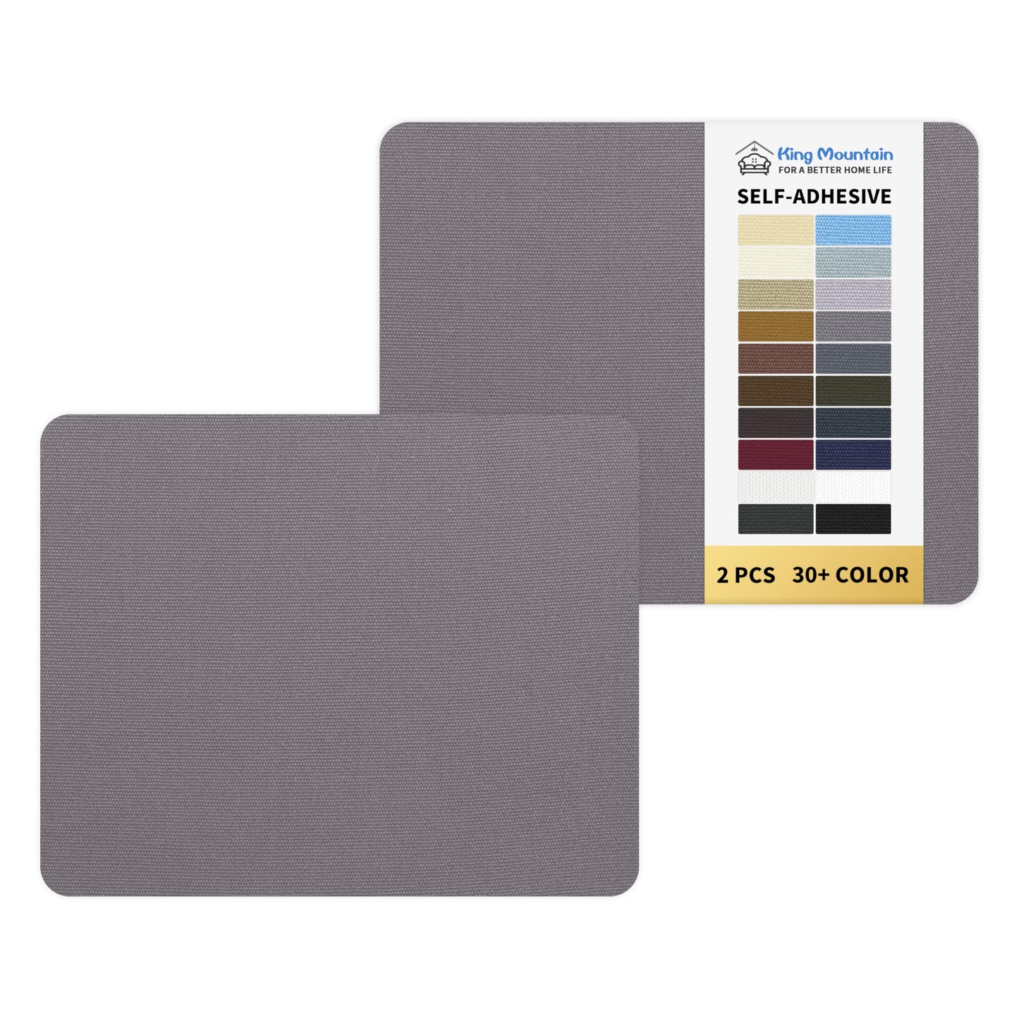 KING MOUNTAIN Canvas Repair Patch 9 x11 Inch 2 Pcs Self-Adhesive Waterproof Fabric Patch for Sofas, Tents, Furniture,Tote Bags, Car Seats (Grey)