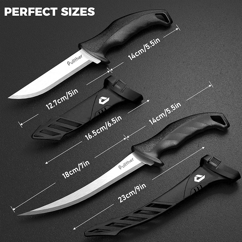 2pc Fishing Knife Set - 7" Fillet Knife & 5" Bait Knife with Sheaths (Variation of THIS listing)