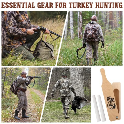 HappyAlley Turkey Box Call with 2 Chalk, Realistic Turkey Calls Box for Hunting, Wooden Gobbler Caller with Realistic Hen Sounds, Spring Hunting Gear Accessories for Beginner and Pro Hunters