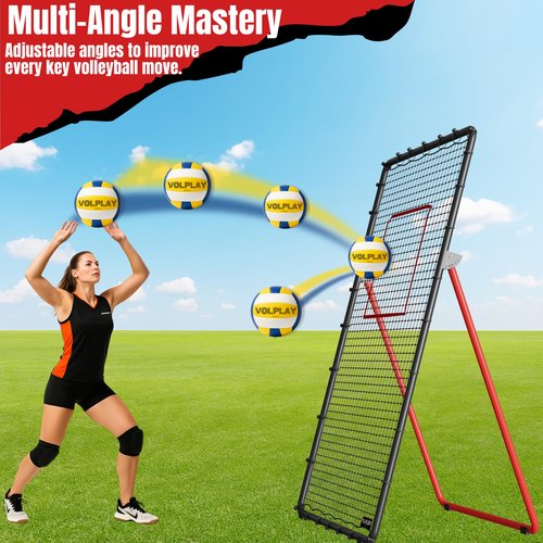 Volleyball Rebounder Net 7x4 FT – 5 Angle Adjustable Volleyball Training Equipment - Durable 45 PLY Bounce Back Net – Practice Net – Includes Ball, Pump & Carry Bag - Gift-Ready Set