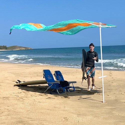 Flow Shade Beach Tent Wind Sun Canopy Portable Easy Set Up UPF 50+ No Assembly Requires 3-30 MPH - 1 to 4 People - 8 Foot X 8 Foot Fabric Top