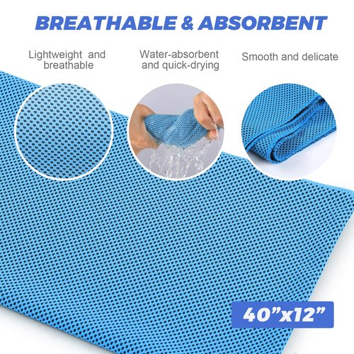 KEAFOLS Cooling Towels for Neck and Face 10 Pack, 40x12’’ Soft Breathable Sweat Towels, Microfiber Sport Towel for Yoga, Gym, Workout, Running, Golf, Travel, Cooling Neck Wrap for Hot Weather