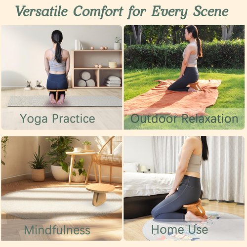 HOSUKU Portable Meditation Stool - Detachable Pine Wood Prayer Bench, Ergonomic Meditation Chair, Ideal Yoga Stool for Comfort and Stability - Perfect for Meditation, Yoga, and Outdoor Use