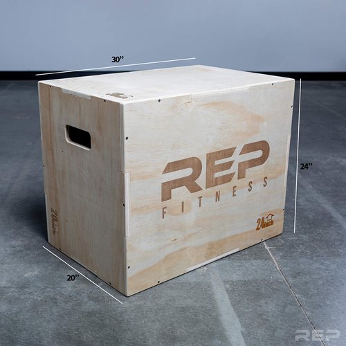 Rep 3 in 1 Wood Plyometric Box for Jump Training and Conditioning 30/24/20