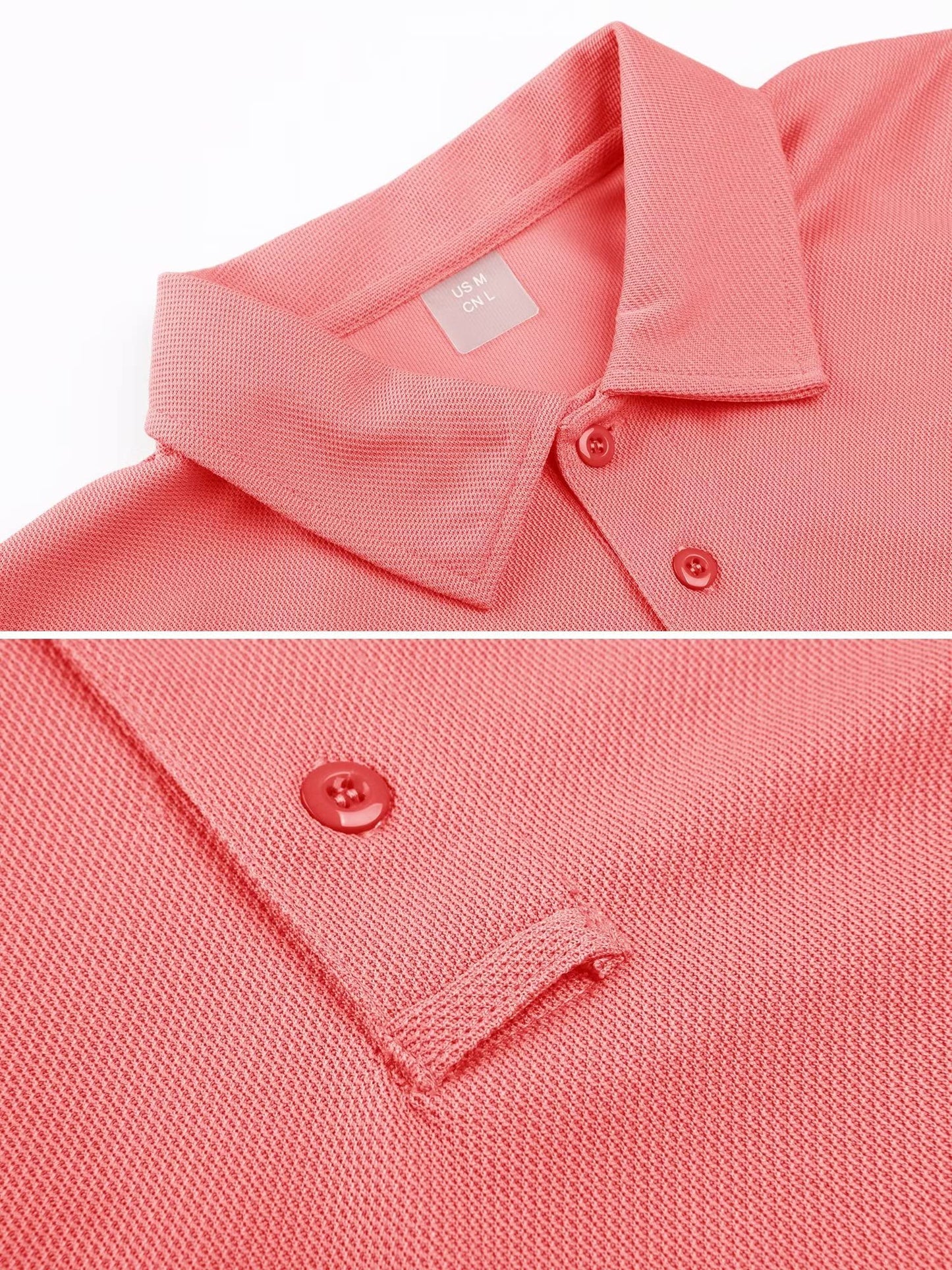 MAGCOMSEN Polo Shirts for Men Short Sleeve Quick Dry Golf Work Shirts Casual Shirt Watermelon Red L