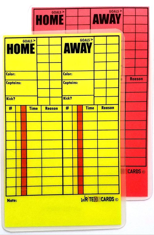 WRITEonCARDS Rewriteable Referee Cards for Soccer, (Discontinued Style), Bright NEON Set