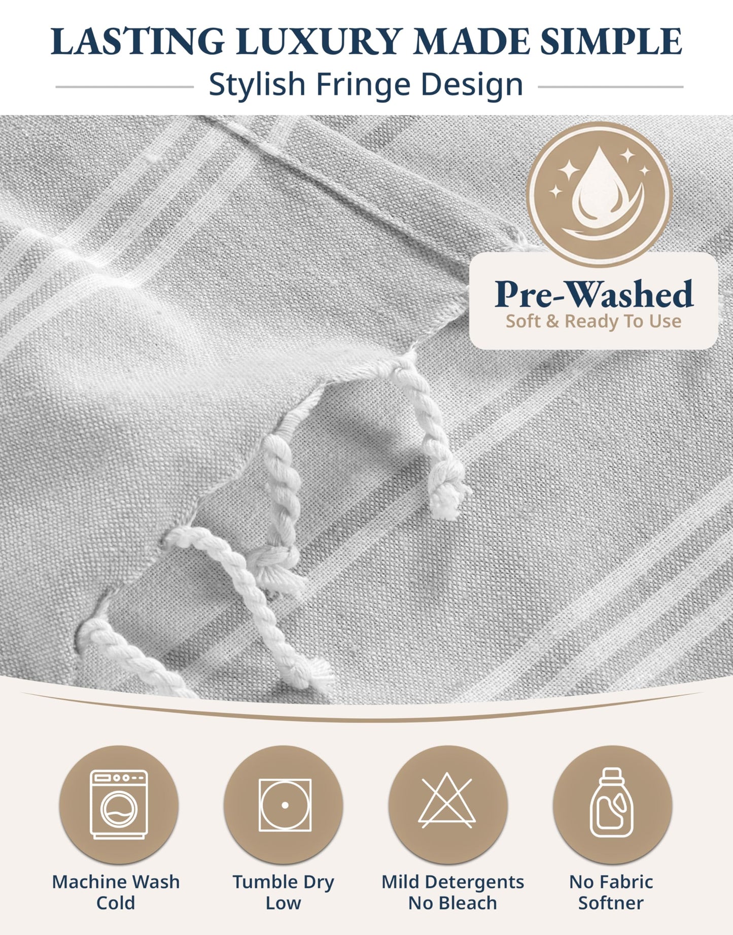 LANE LINEN Large Pool Towels, XL Beach Towel, Pre-Washed, No Shrink, Quick Dry Oversized Beach Towels, Stylish Beach Towel for Women, Sand Free Towel, 39"x71" - Grey