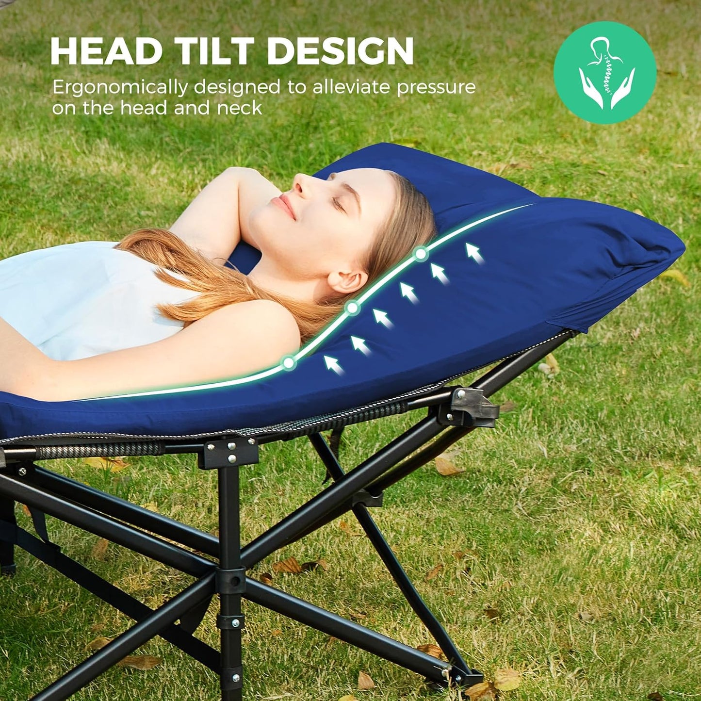 JEAREY Folding Camping Cot,Camping Cots for Adults with Mattress, Camping Portable Bed with Carry Bag for for Guest,Travel,Hiking,Navy