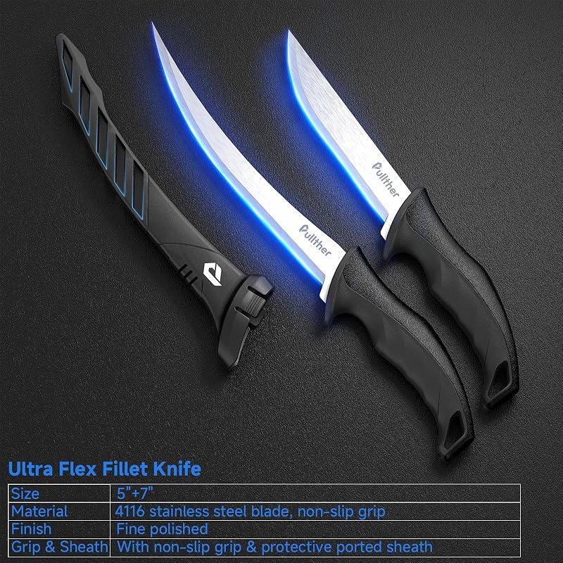2pc Fishing Knife Set - 7" Fillet Knife & 5" Bait Knife with Sheaths (Variation of THIS listing)