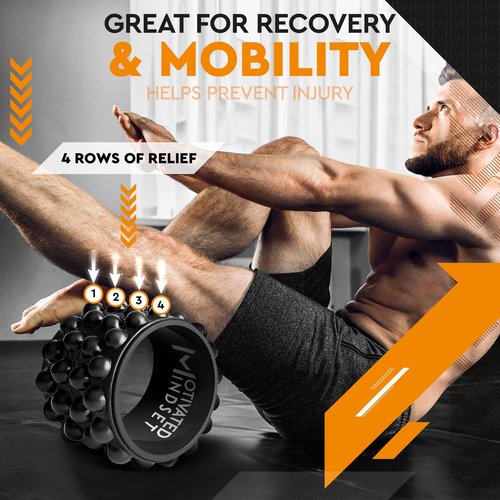 Motivated Mindset Massage Wheel Great for Back Pain | Stretching and Improving Yoga Poses Myofascial Release | Deep Tissue Massage Yoga Wheel | Yoga Balance Accessory for Beginners (11-inch x 7-inch)