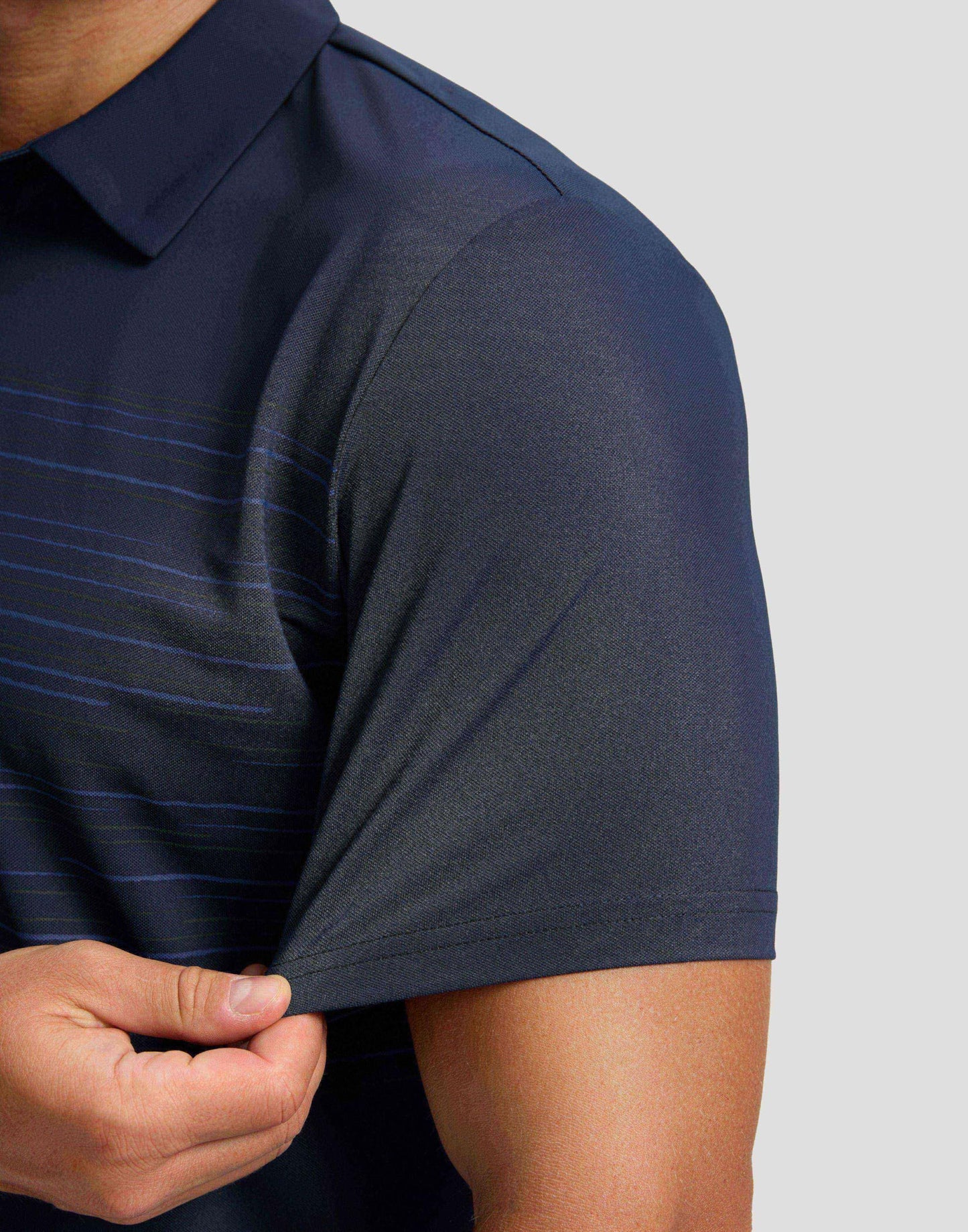 Men's Golf Shirts Dry Fit Moisture Wicking Performance Short Sleeve Collared Polo Shirts for Casual Tennis Bussiness (Navy Coloured Lines, XXXL)