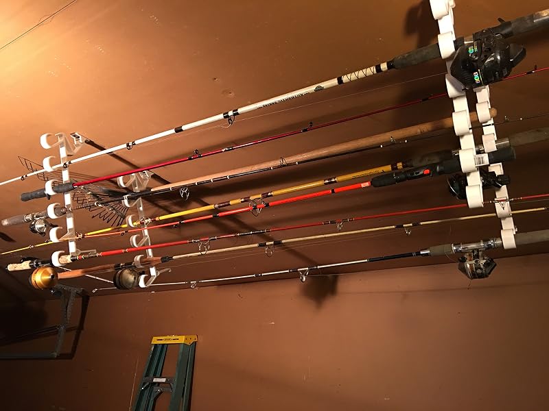 Garage Door Storage Rack for Fishing Rods & Paddles – Quick-Install Hooks