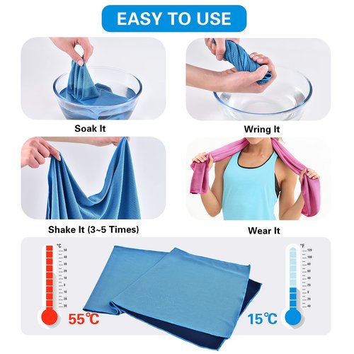 TOBEHIGHER Cooling Towels - 4 Pack Cooling Towel(40"x12"), Cooling Towels for Neck and Face, Microfiber Soft Breathable Cooling Towel for Hot Weather