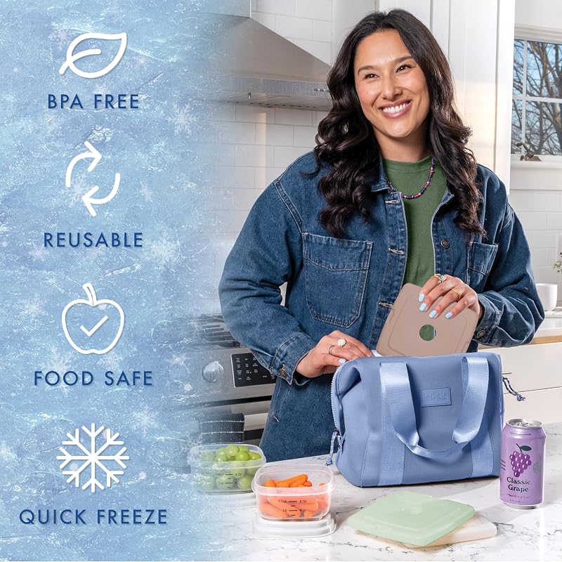 Cool Coolers Slim Ice Packs 4 Pack for Lunch Bags – Multi Pastel Variation