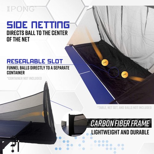 JOOLA iPong Carbon Fiber Table Tennis Ball Catch Net - Practice Net Attaches to Ping Pong Table for Ball Collection During Table Tennis Robot, Serve or Multi-Ball Training