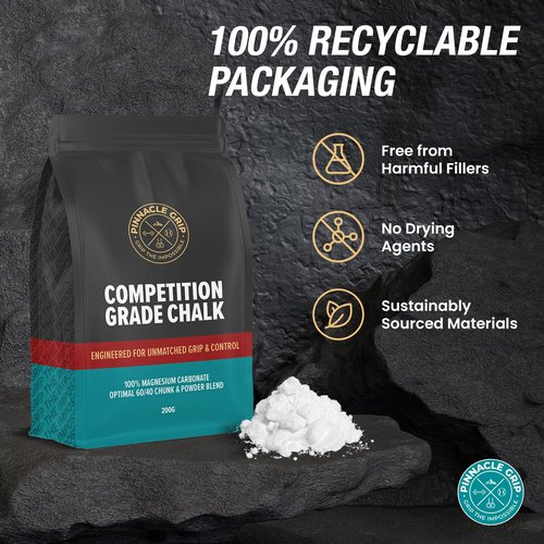 Pinnacle Grip Climbing Chalk - Competition-Grade Gym Chalk for Rock Climbing, Bouldering, Gymnastics, Weightlifting - Magnesium Carbonate Lifting Chalk, 60/40 Chunk & Powder Blend, No Additives - 200g