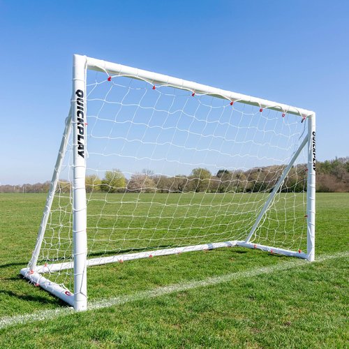QUICKPLAY Q-Fold Soccer Goal | 30-Second Folding Design for Easy Setup | Portable & Weatherproof uPVC Soccer Goal for Backyard | Durable Post for Adults & Kids