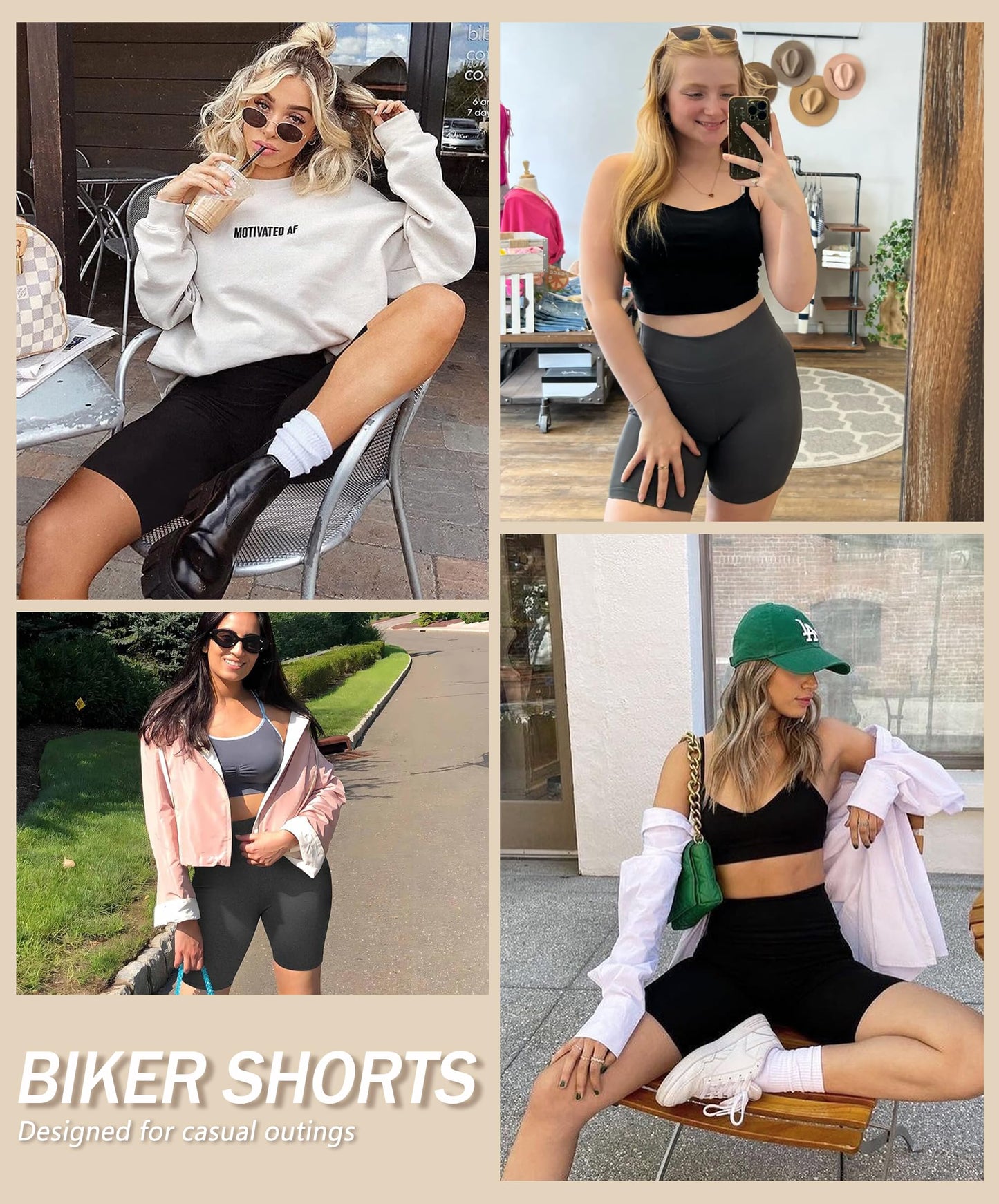 VALANDY Creamlush 3 Pack Biker Shorts for Women -8" High Waisted Soft Stretchy Spandex Athletic Yoga Shorts