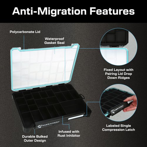 Evolution Fishing BallistiX Terminal Tackle Tray - Waterproof, Anti-Corrosion, One Hand Latch, Clear Lid, Lure Box, Tackle Storage