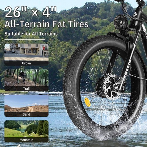 TUTTIO Electric-Bike for Adults-Men, Dual-Motor-Ebike 40-46MPH, 52V 30AH Long Range Electric Bicycle, 26" Fat Tire Dirt-Bike, Full Suspension Mountain Bike for Off-Road Snow Sand Hunting (Black)
