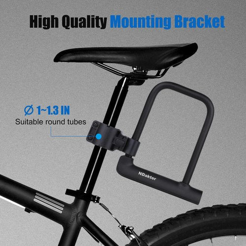 Bike U-Lock,14mm Mini Lightweight Bicycle U-Shaped Lock with 2 Keys,Portable Heavy-Duty and Solid Bicycle Lock for Mountain Bikes, Road Bikes, Shop Doors, with Sturdy Mounting Bracket