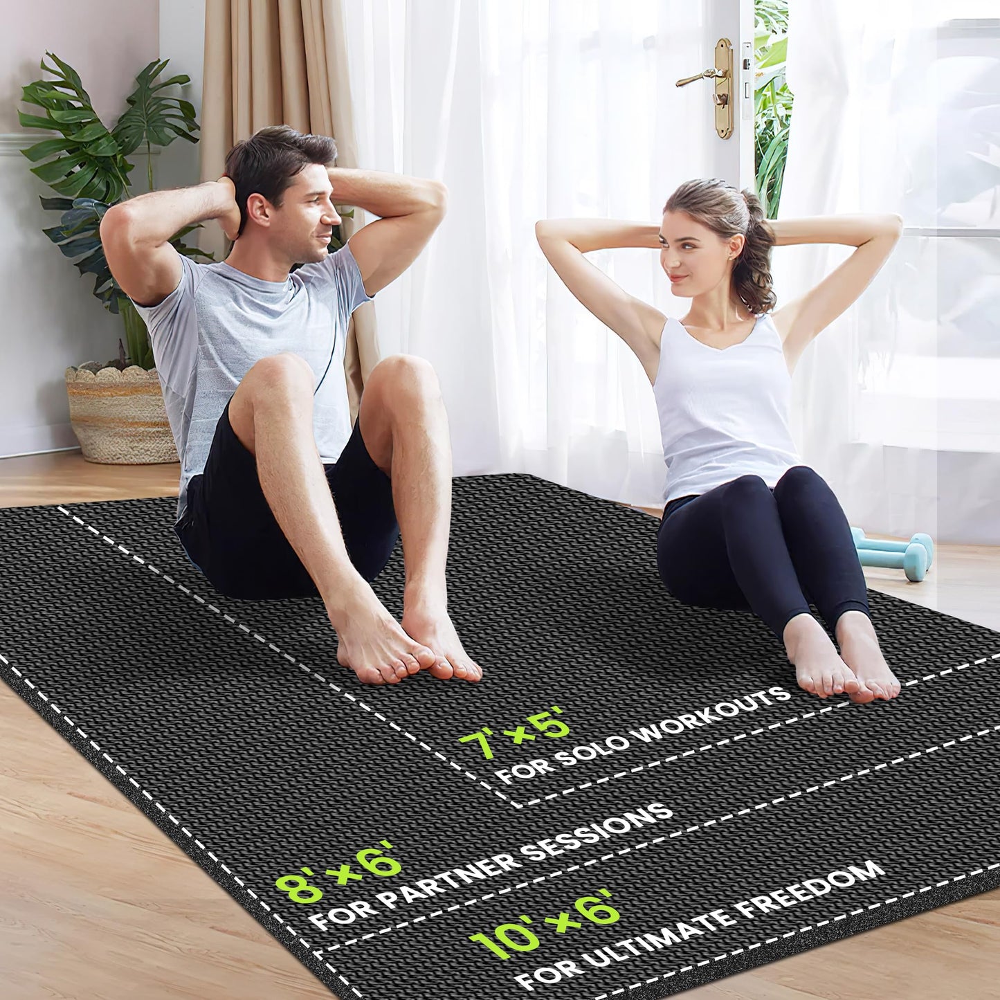 Stepwaver Extra Large Exercise Mat, 10'x6'x8mm (1/3 inch), Non-Slip, Ultra Durable, Thick Large Workout Mat for Home Workouts, Yoga Mats for Fitness, High-Density Exercise Mat, Shoes-Friendly