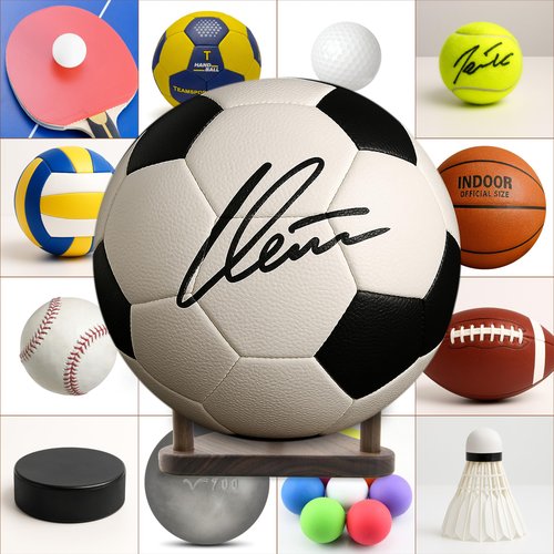 Solid Walnut Ball Display Stand – Basketball Holder, Football Stand, Soccer Ball Display Rack – Premium Wood Sports Memorabilia Display Holder – Triangle Ball Stand for Autographed Balls