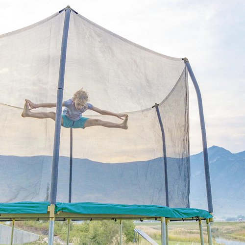Skywalker Trampolines 15ft Round Trampoline with Enclosure – Green
