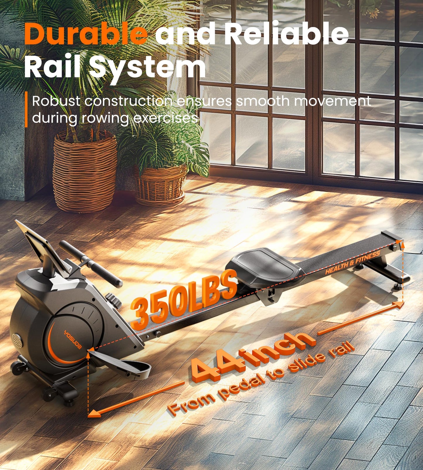 YOSUDA Rowing Machine for Home, Magnetic Rower Machine for Beginners to Athletes, Use with Resistance Adjustment Function, Bluetooth, App Supported, LCD Monitor, and Comfortable Seat Cushion