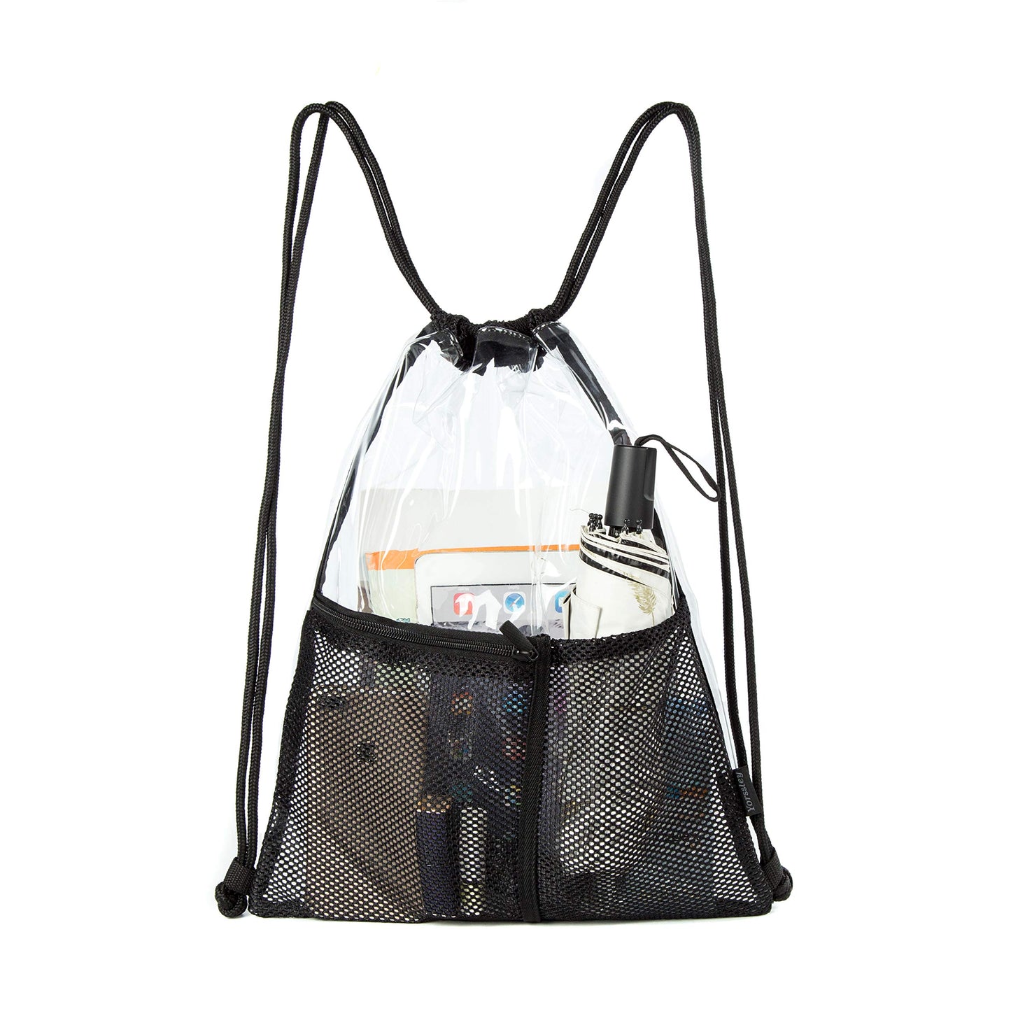 BORMELUN Clear Drawstring Backpack - Stadium Approved String Cinch Bag for Gym, Concerts, Clear Bag with Adjustable Straps Transparent