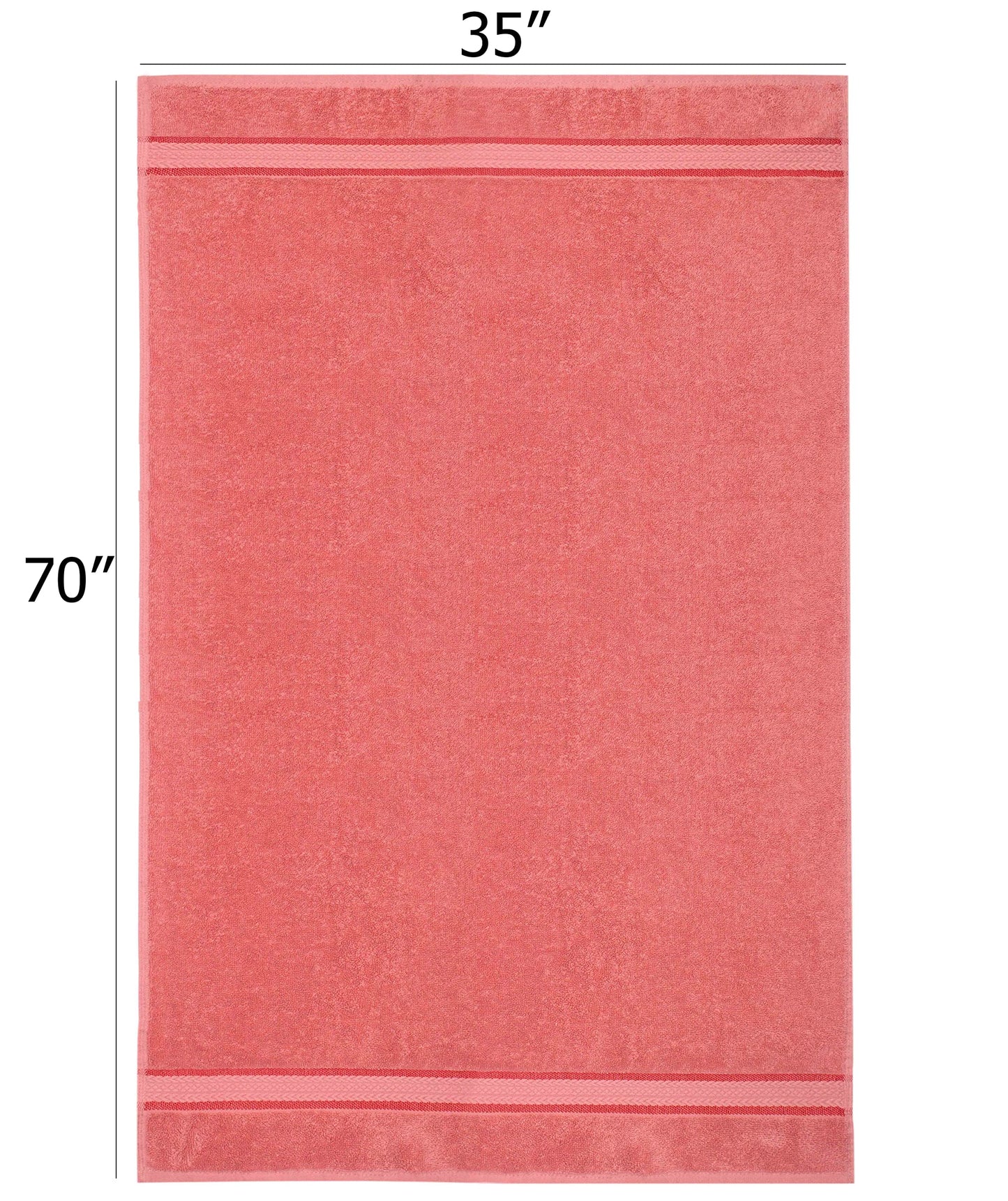 COTTON CRAFT Ultra Soft Bath Sheets - Set of 2 Oversized 35x70 Absorbent Quick Dry 100% Cotton Bath Towel Sheets - Everyday Luxury Hotel Spa Shower Beach Pool Easy Care Large Bathroom Towel - Coral