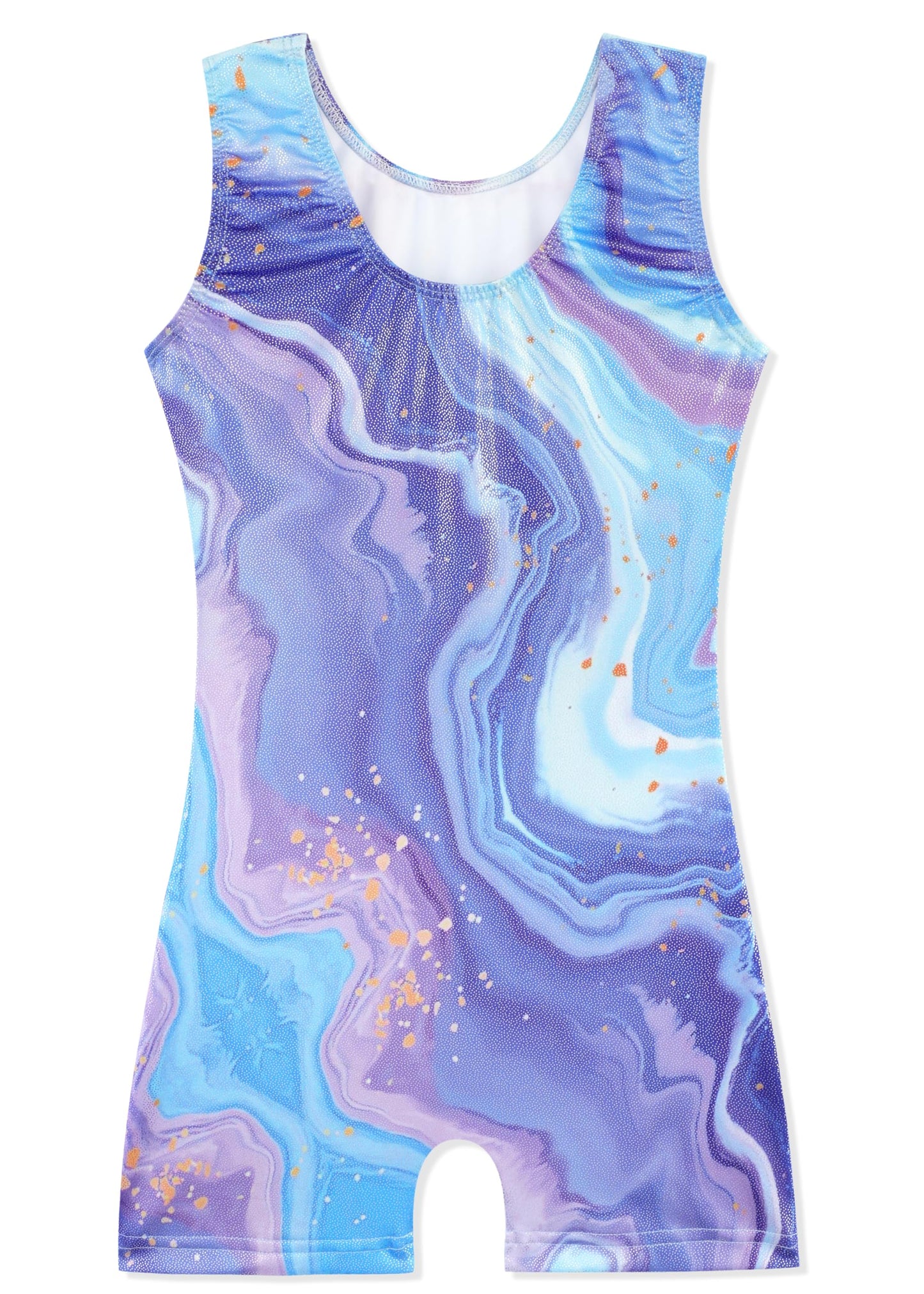 HOZIY Gymnastics Leotards for Girls Size 10-12 Glitter Sparkly Biketards Dance Tumbling Outfits Shiny Purple Blue Gold Marble Print