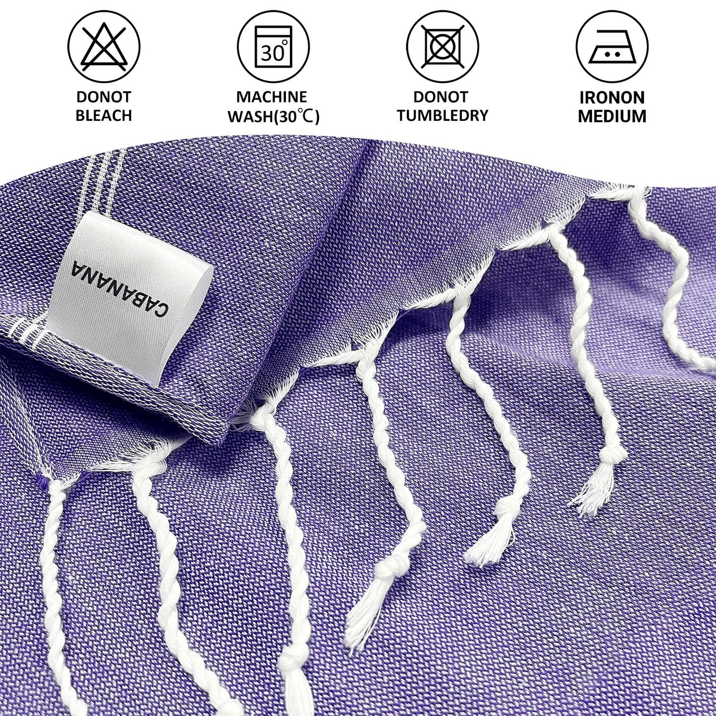 cabanana Turkish Beach Towel Oversized - 40"x70" Quick Dry Sand Free Thin Pool Towel for Adults, Extra Large Cotton Lightweight Travel Towel (Purple)