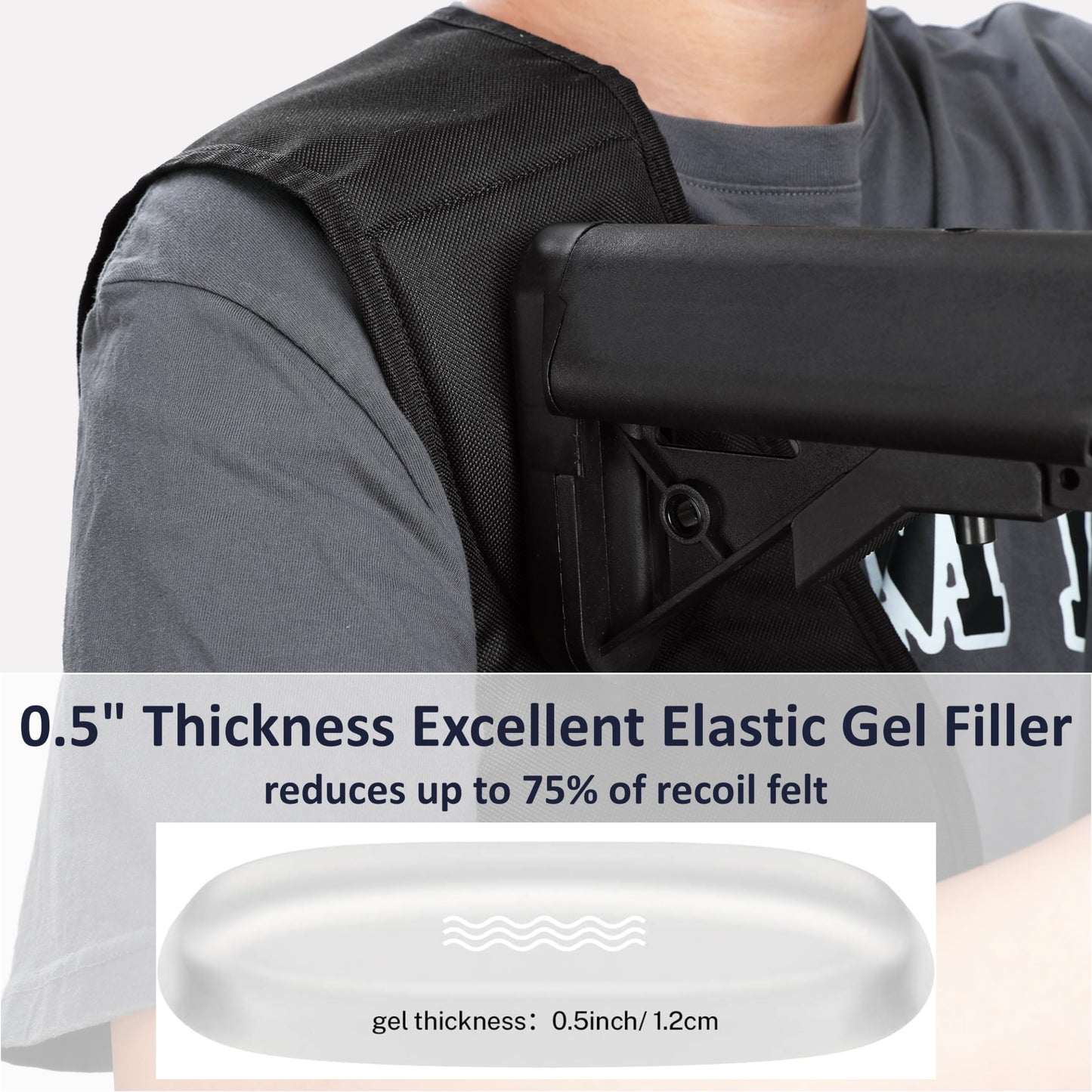 MOZETO Gel Filled Recoil Shields with Adjustable Fit, Solid Fit and Padding for Range, Shooting, and Hunting