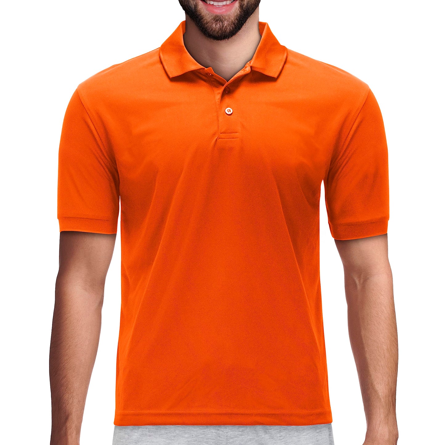 Premium Wear Men's High Moisture Wicking Polo T Shirts | Orange - Small