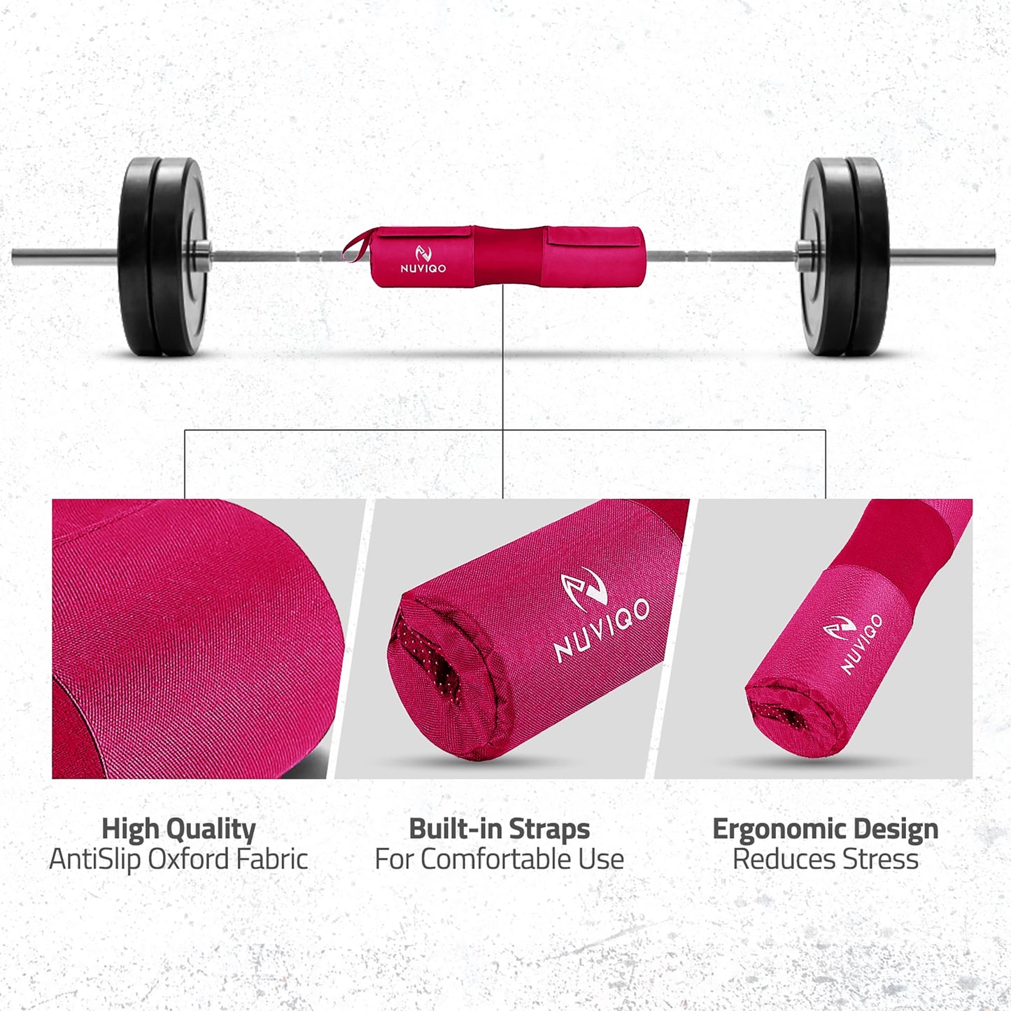 Barbell Pad & Ankle Straps for Cable Machine with Carry Bag - Gym Accessories for Women & Men - For Cable Kickbacks, Leg Extensions, Hip Thrusts & Squats - Workout Attachments for Home & Gym (Pink)