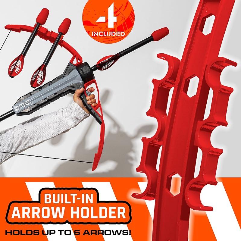 NERF Rip Rocket Bow & Arrow Set for Kids – 4 Foam Arrows, Indoor/Outdoor