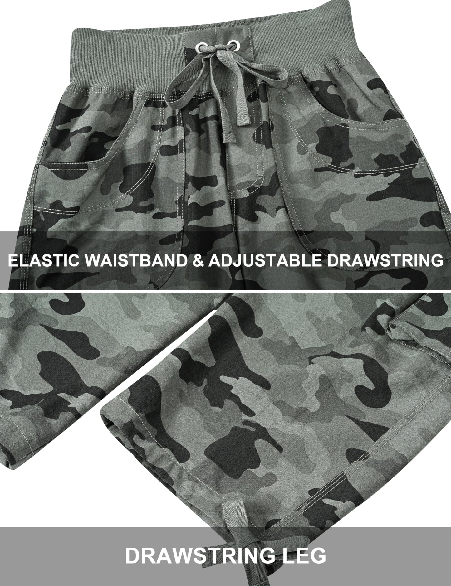 MoFiz Hiking Cargo Shorts for Women Outdoor Quick Dry Athletic Shorts for Boating Camping with Pockets Camo Green XS
