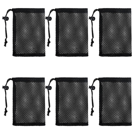 InnoHHustle 6 Pcs Small Mesh Bags Drawstring, 6x4 Inch Mesh Drawstring Bag Black Small Nylon Bag with Drawstrings Portable Draw String Storage Bags Mini Nylon Net Pouch Travel Stuff Pouch