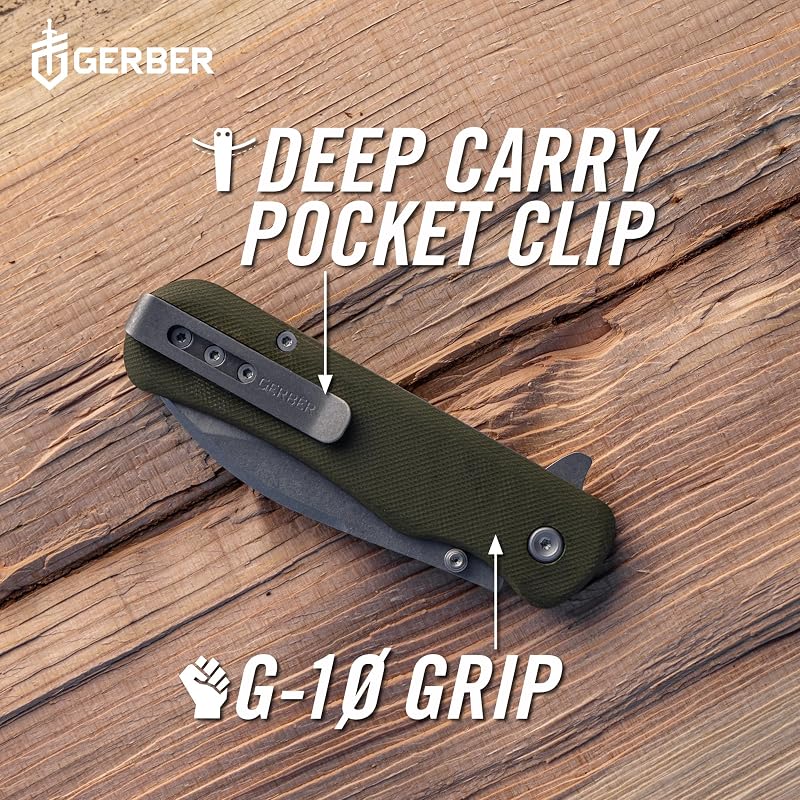 Gerber Confidant EDC Pocket Knife with 3.2" Drop Point Blade, Bamboo/G10 Inlay