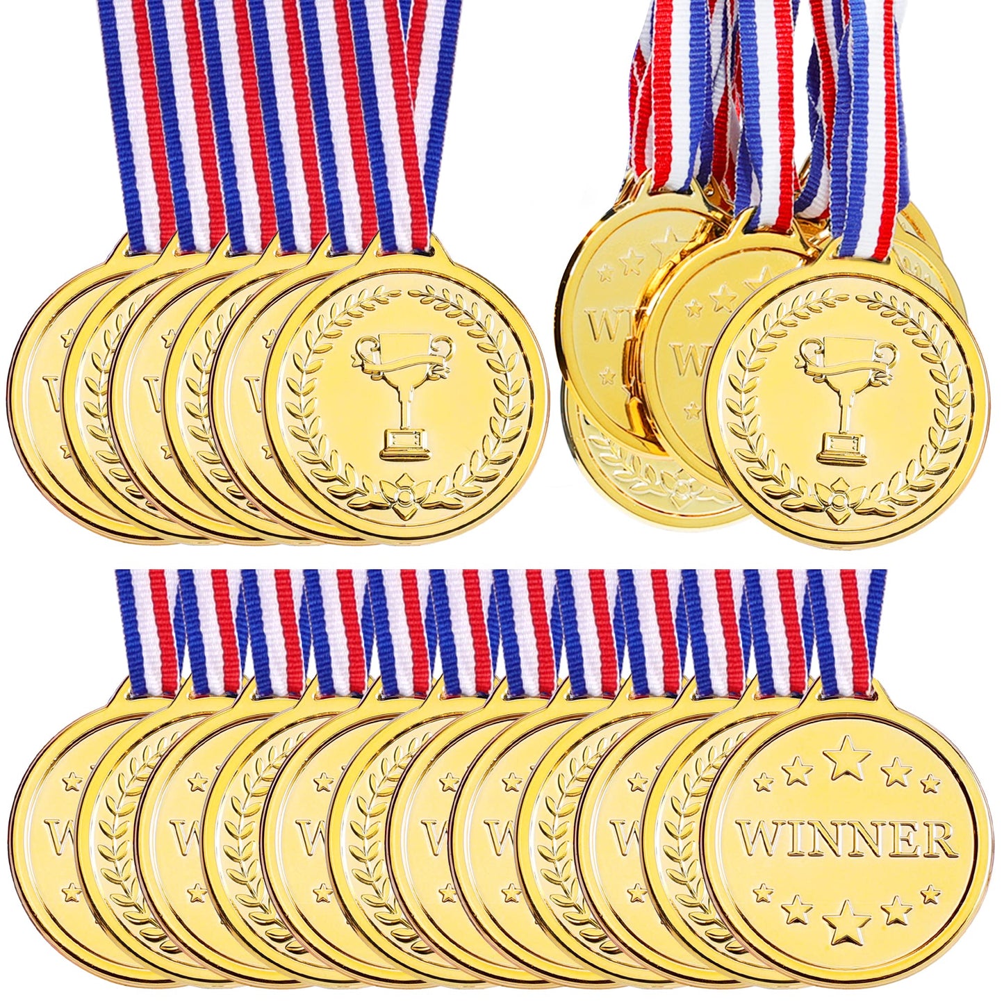 Pllieay 24 Pieces 2 Inch Winner Medals Gold Award Medals Gold Prizes for Sports, Competitions, Party Favors and Awards
