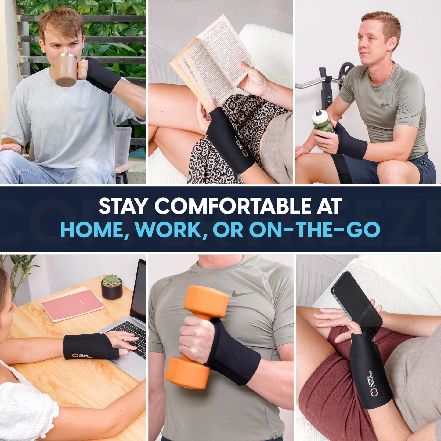 CopperFreeze™ Wrist Sleeve by Copper Compression. Hot & Cold Therapy Support for Pain, Swelling, and Injury Recovery. 360° Copper Infused Relief for Hands, Wrists, and Forearms