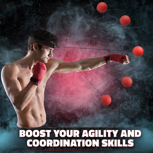 Boxing Reflex Ball Set with 4 Difficulty Balls & 2 Adjustable Headbands – Reaction Ball Training Kit for Adults, Improves Speed, Focus & Coordination, Great Gift for Men, Boxers & Fitness Fans