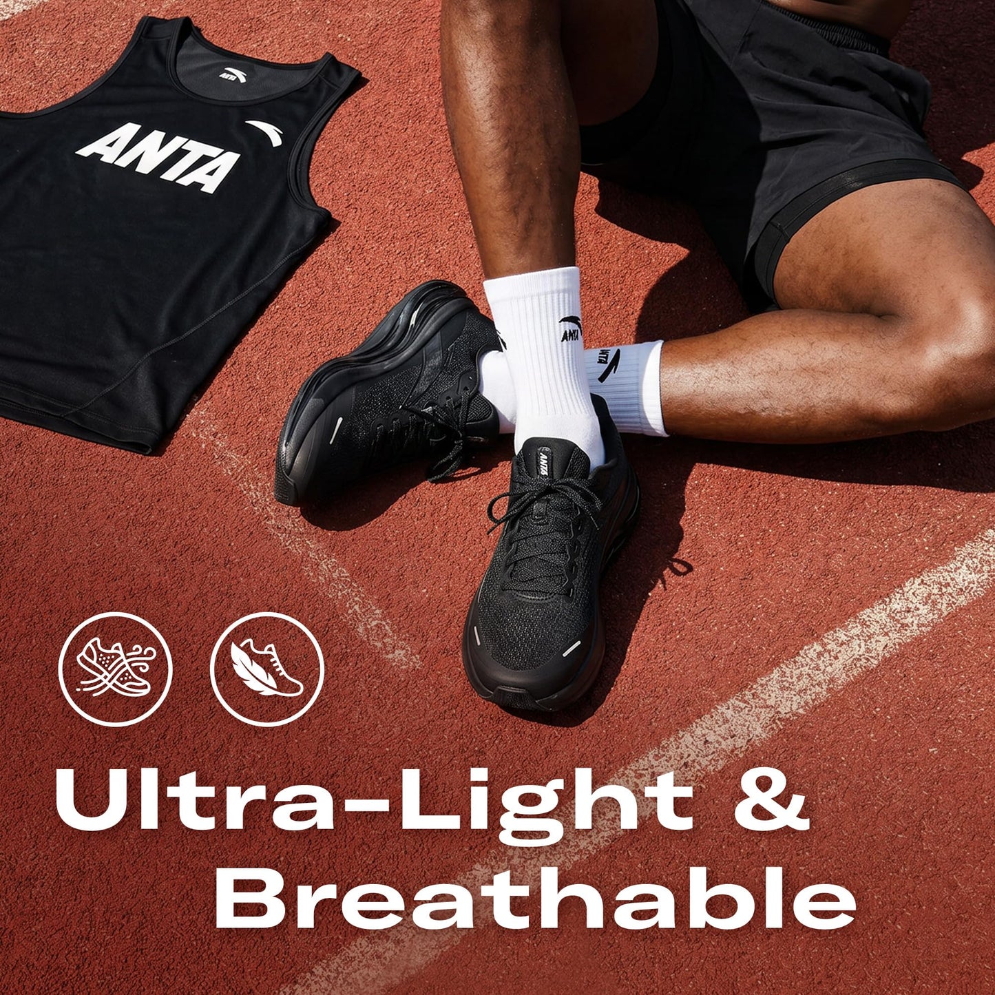ANTA Men’s PG7 Running Shoes Cushioning Comfortable Breathable Athletic Workout Gym Cross Trainer Sports Sneakers, Black, 11.5