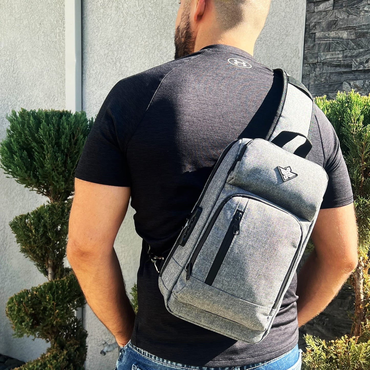Erozul Equinox Sling Backpack Anti Theft Combination Lock Chest Shoulder Bag Waterproof Crossbody Casual Daypack (Black)